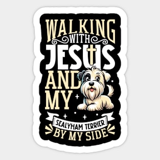 Jesus and dog - Sealyham Terrier Sticker